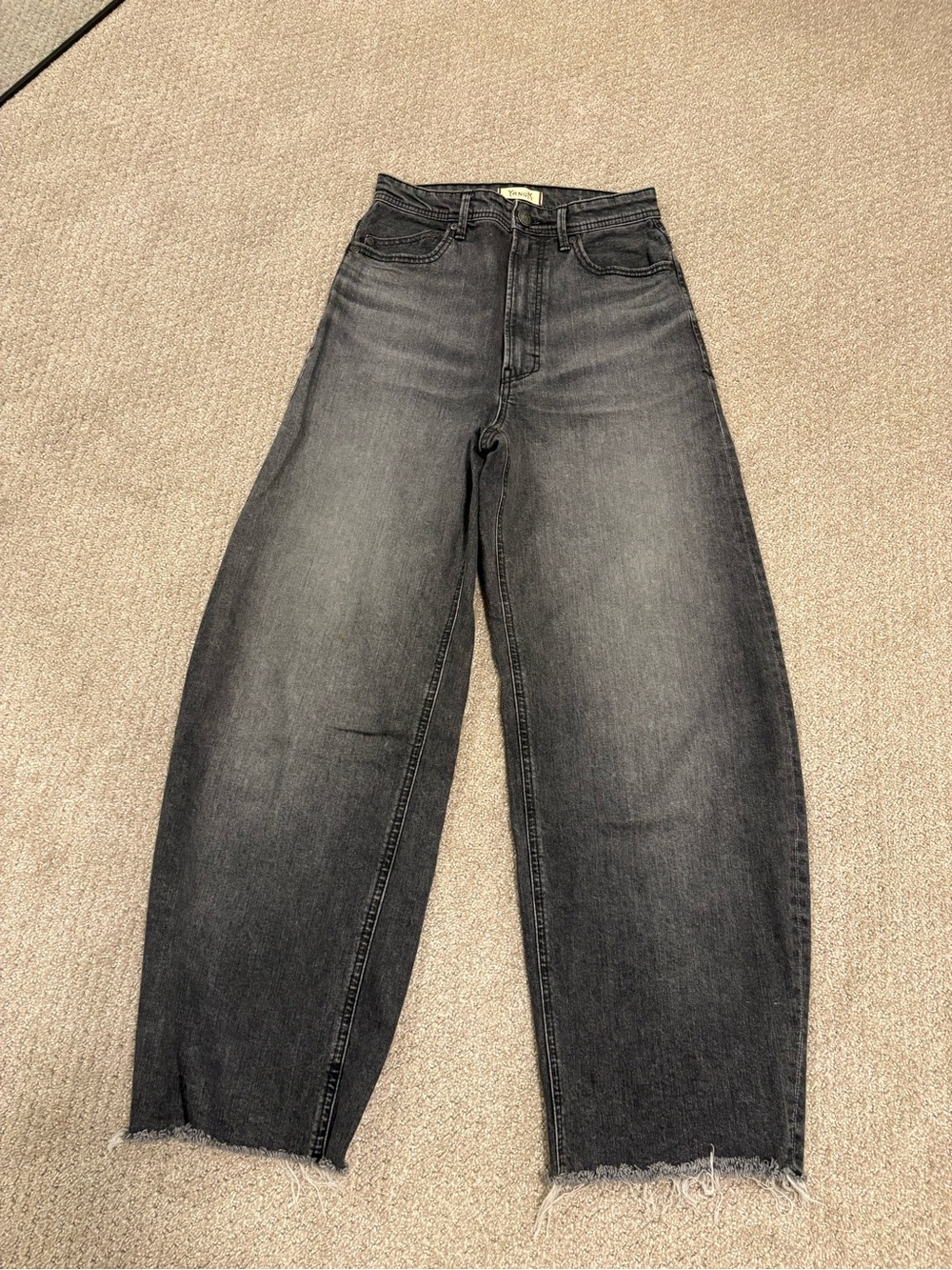 Yanuk Washed Black High-Rise Barrel Leg Jeans